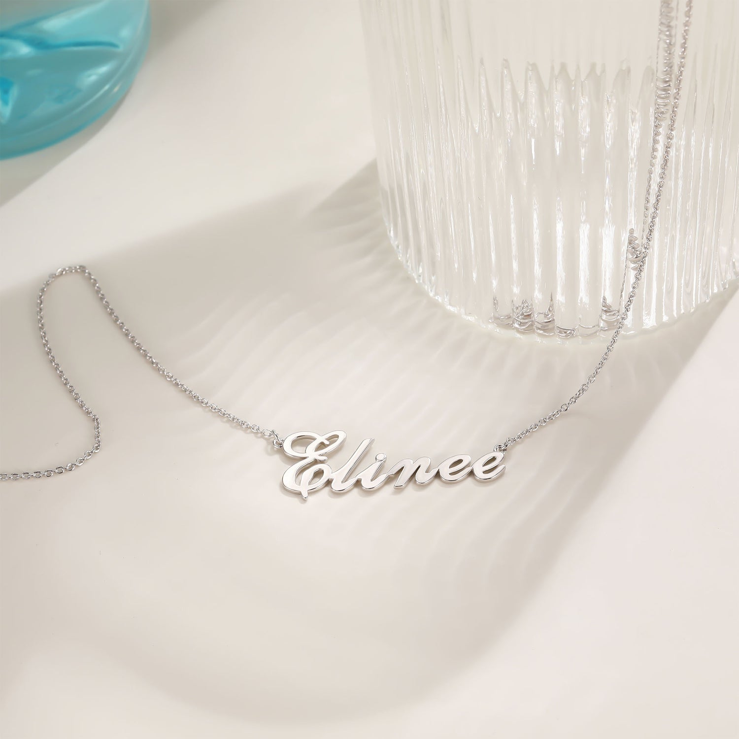 white gold necklace, name necklace for women, personalized necklace