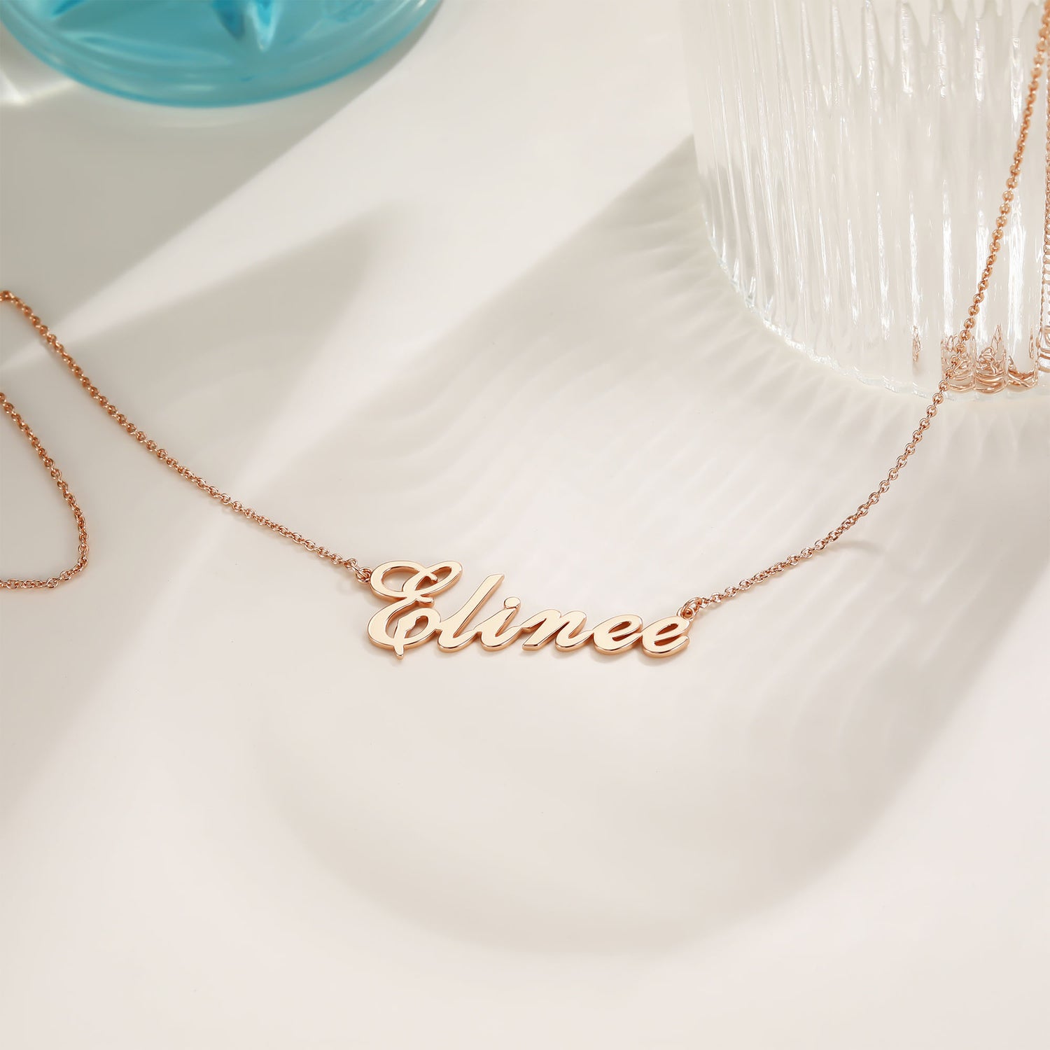 rose gold name necklace, name pendant, personalized necklace