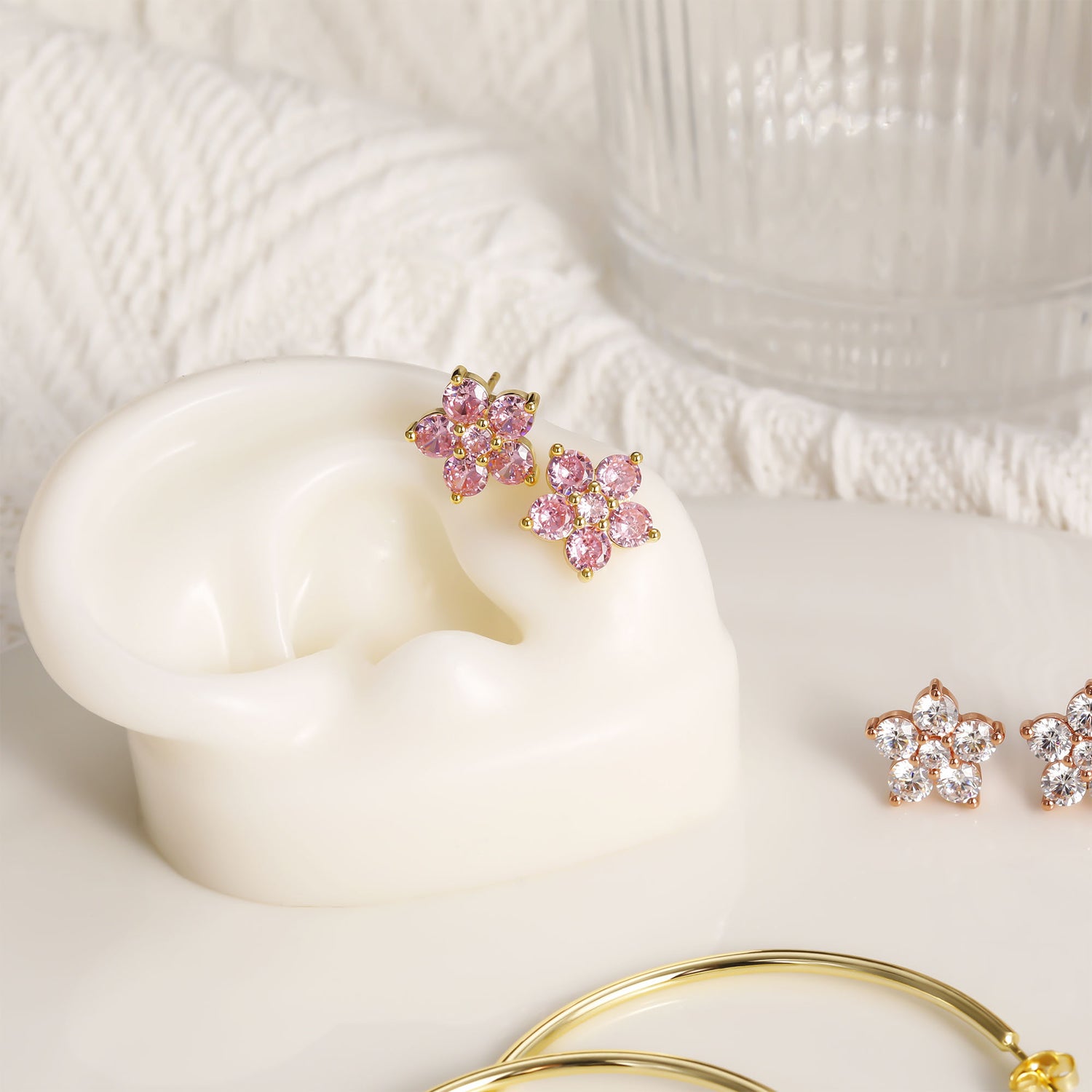 Birthstone Customized Flower Earrings