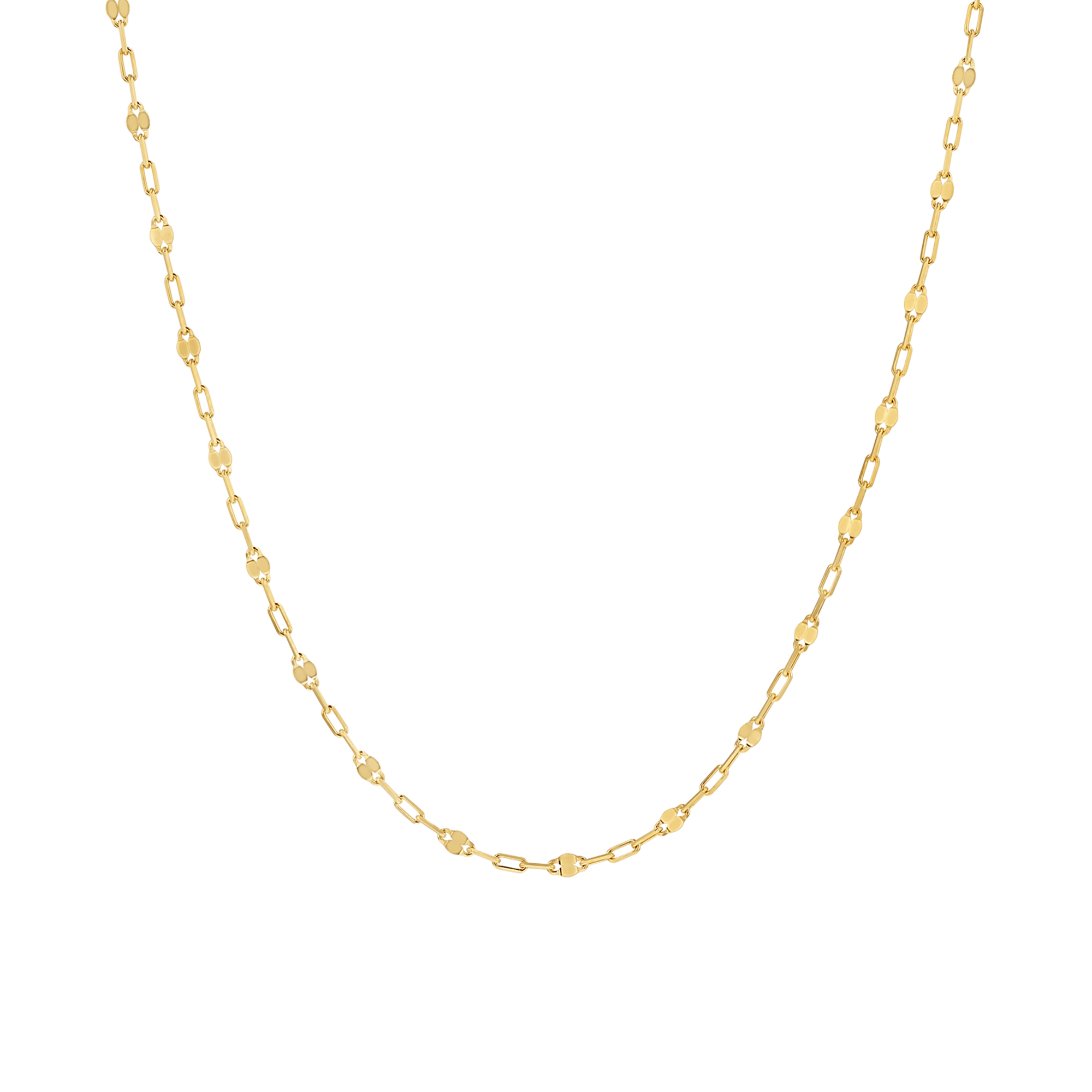 sequin chain necklace, solid gold chain for women, 14K yellow gold chain