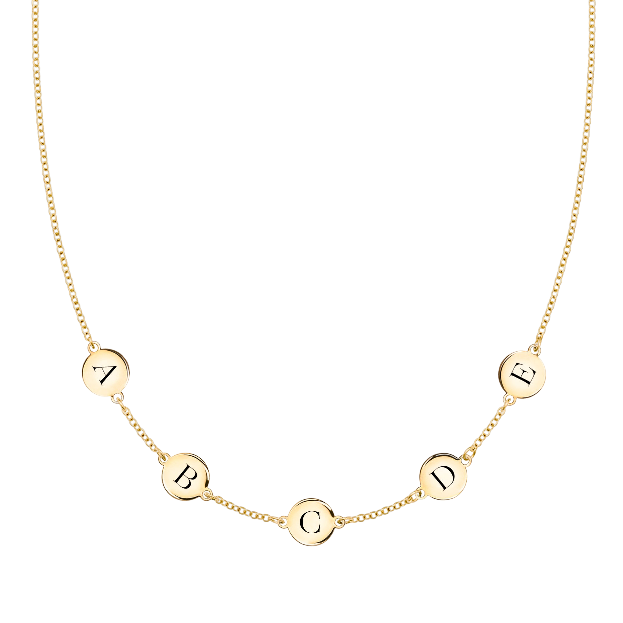 initial necklace, solid gold necklace, personalized necklace for women