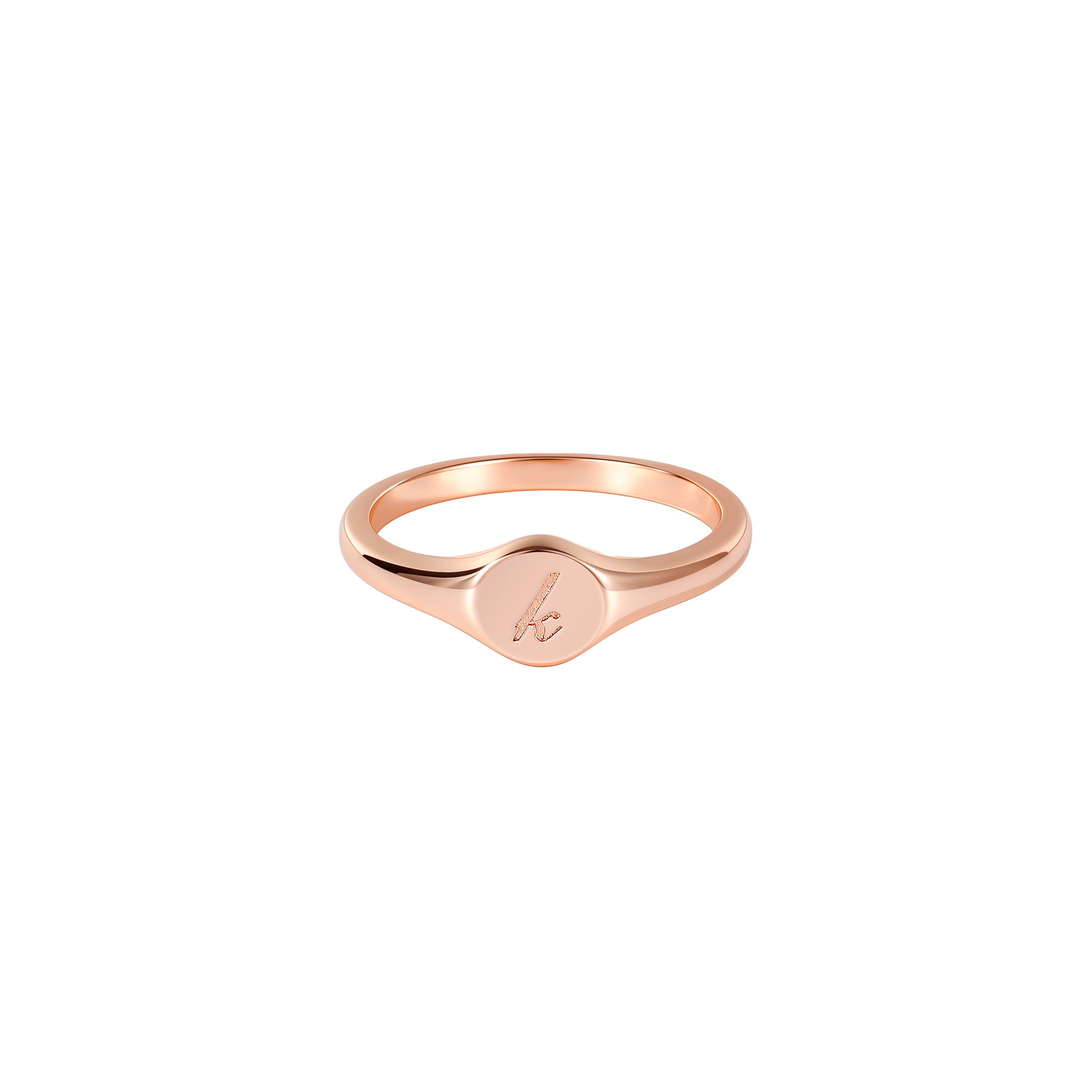 Engraved Solid Gold Initial Ring