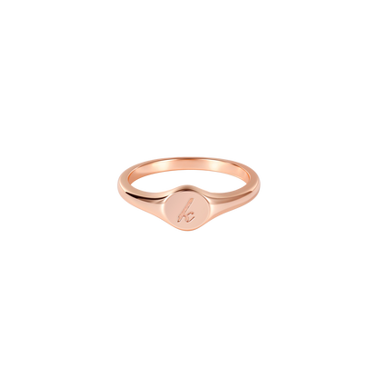 Engraved Solid Gold Initial Ring