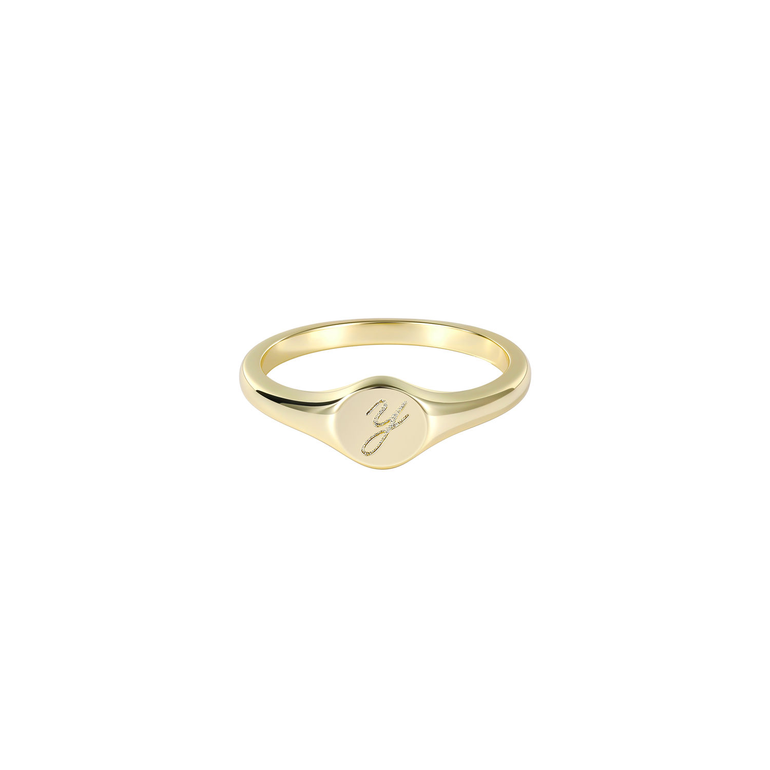 Engraved Solid Gold Initial Ring