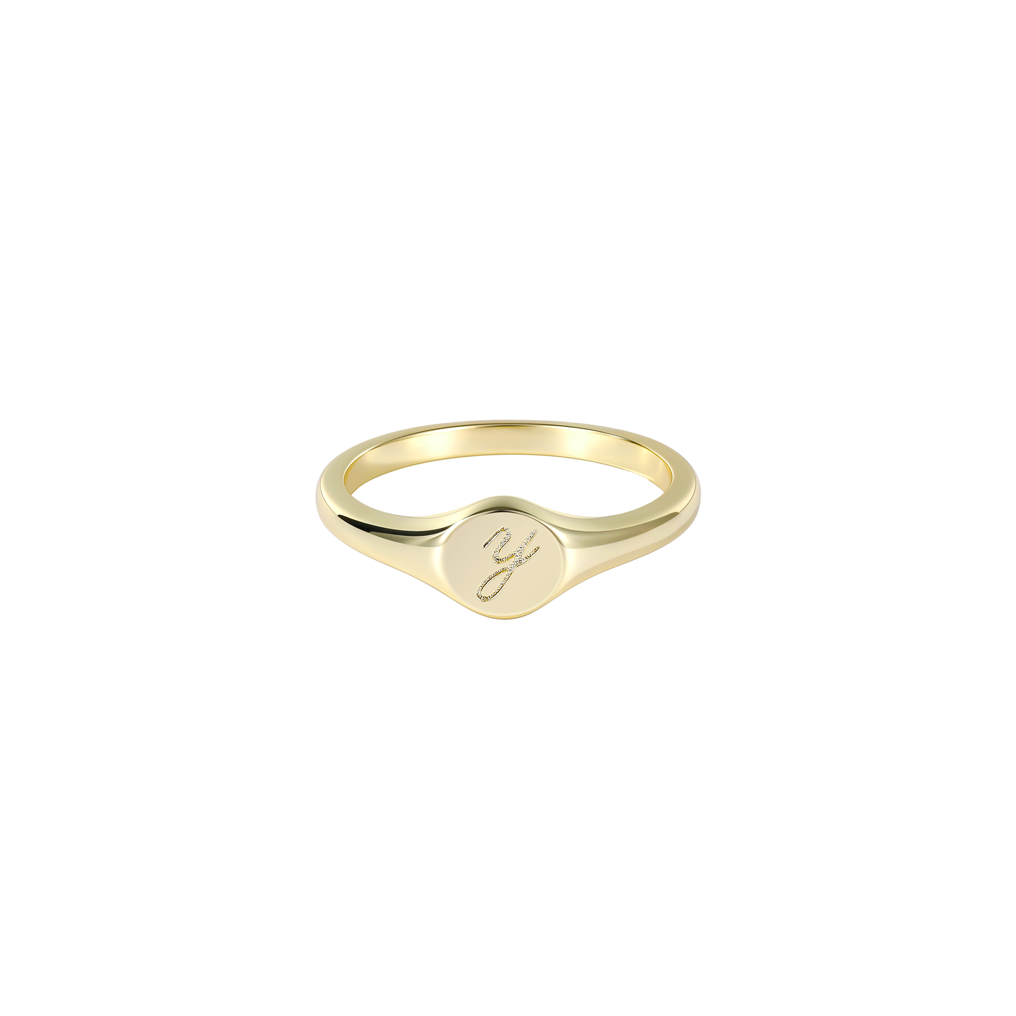 Engraved Solid Gold Initial Ring