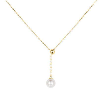 Gold Bead Pendant Pearl Necklace