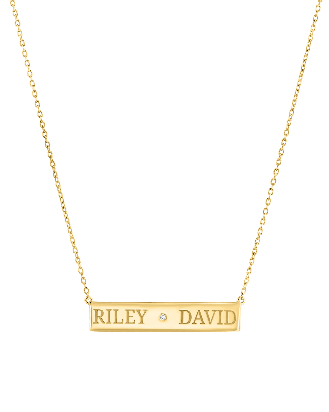 name necklace, solid gold name necklace, name bar pendant