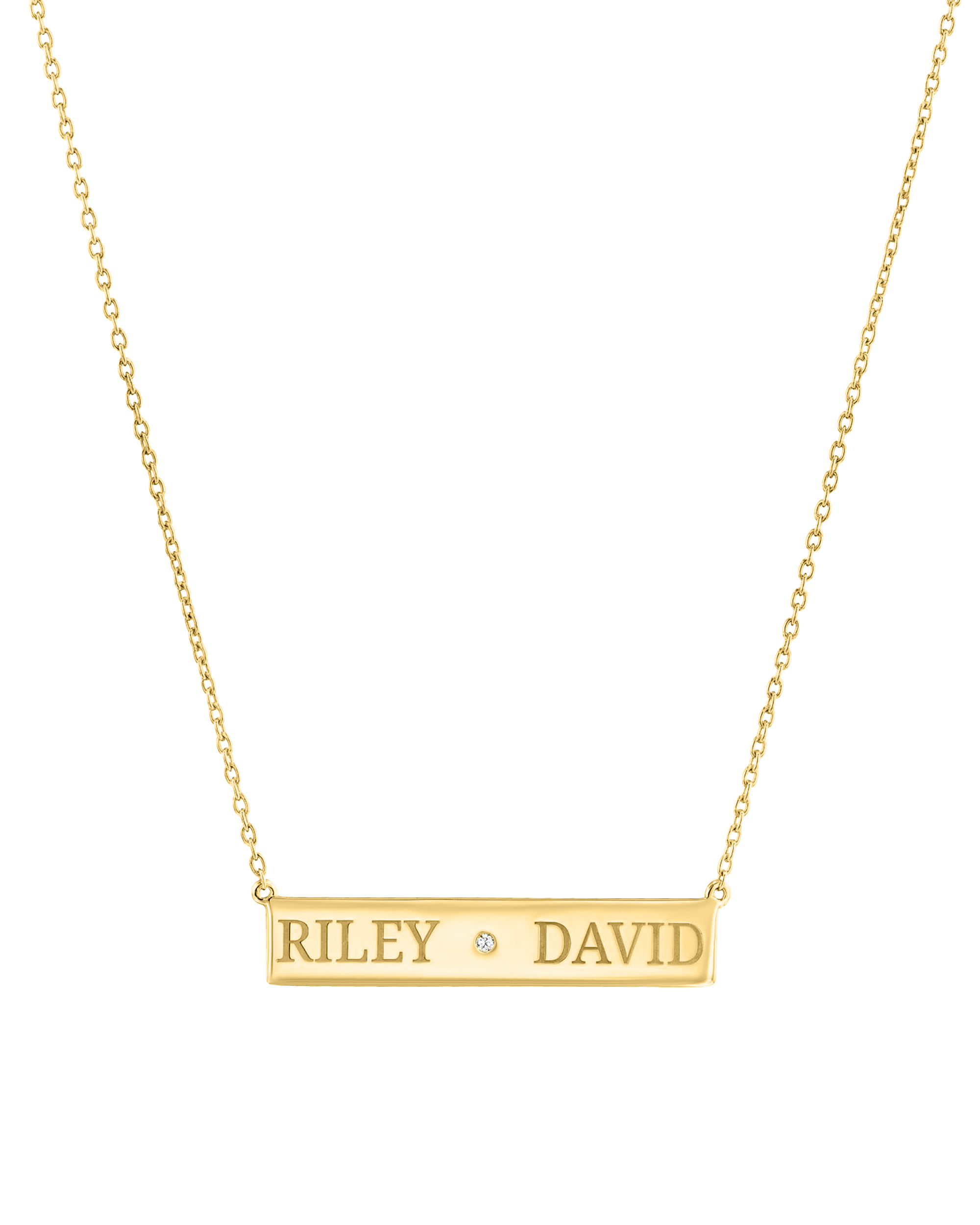 name necklace, solid gold name necklace, name bar pendant