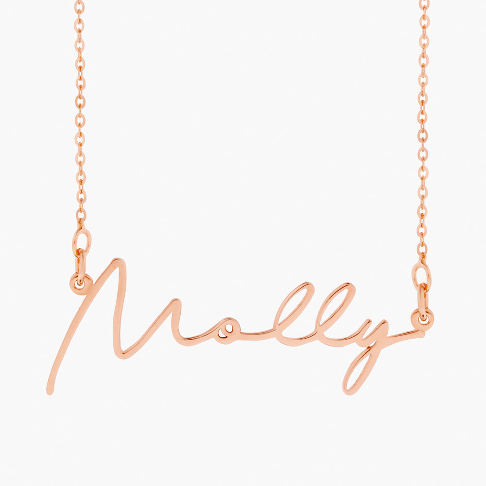 rose gold necklace, name pendant, name necklace for women