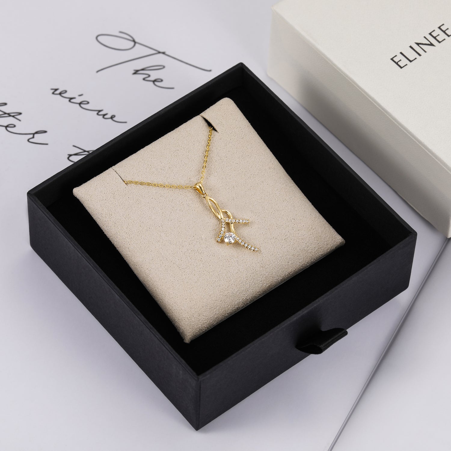 gold necklace for women, 18K gold pendant, moissanite necklace for women