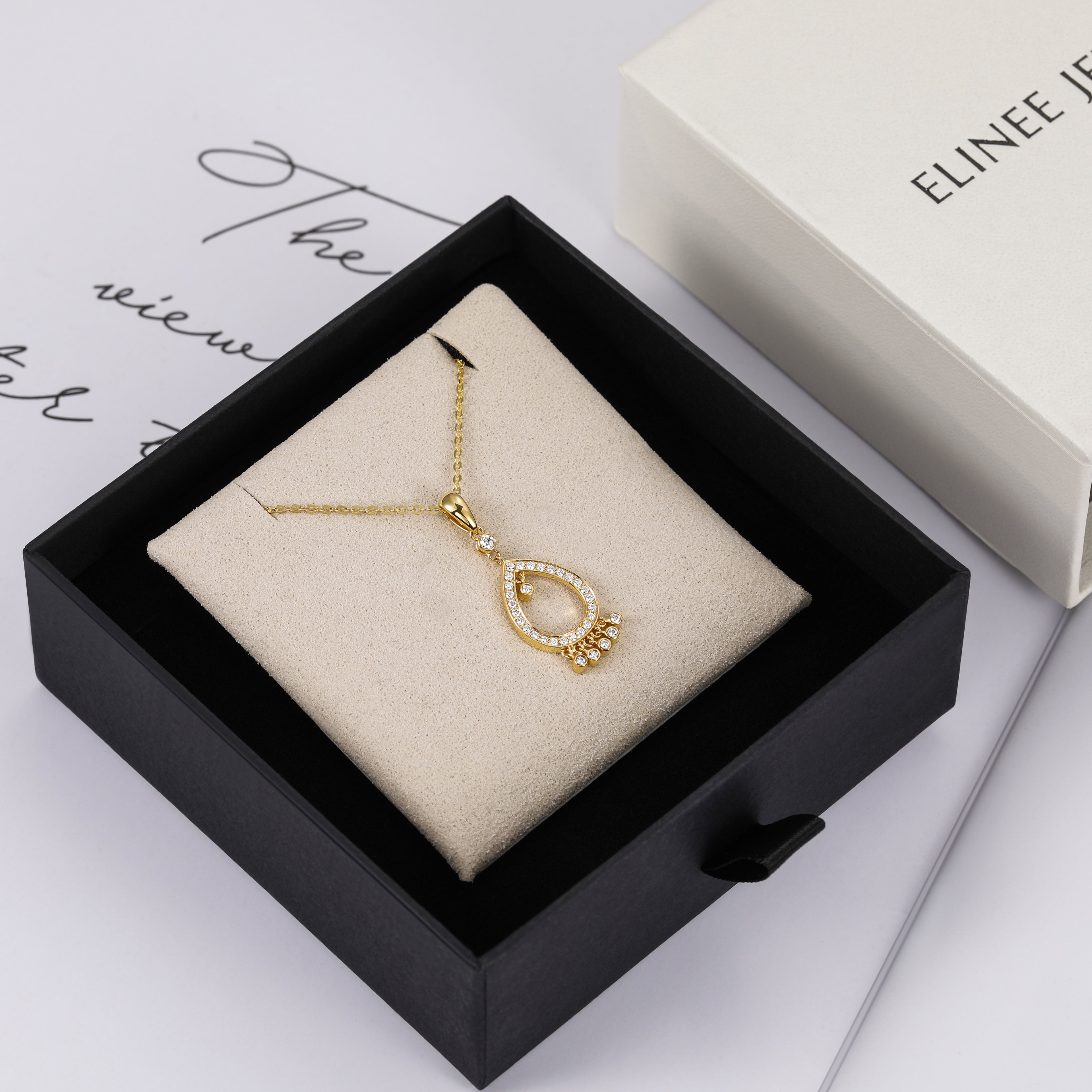 Delicate Moissanite Curved Gold Necklace