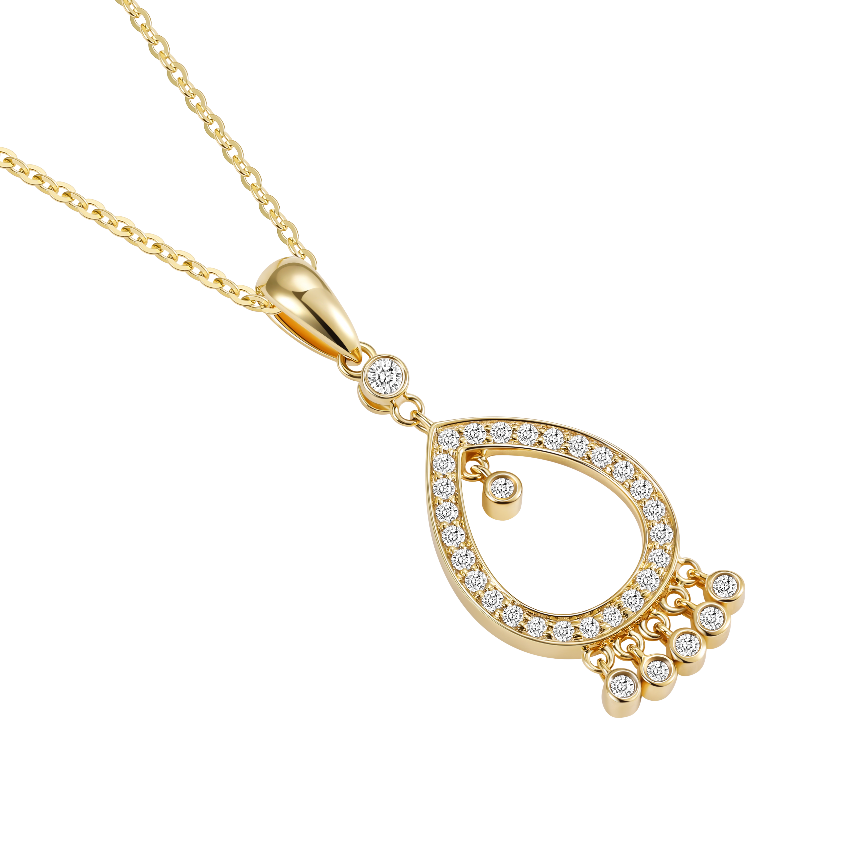 Delicata collana in oro curvo con moissanite