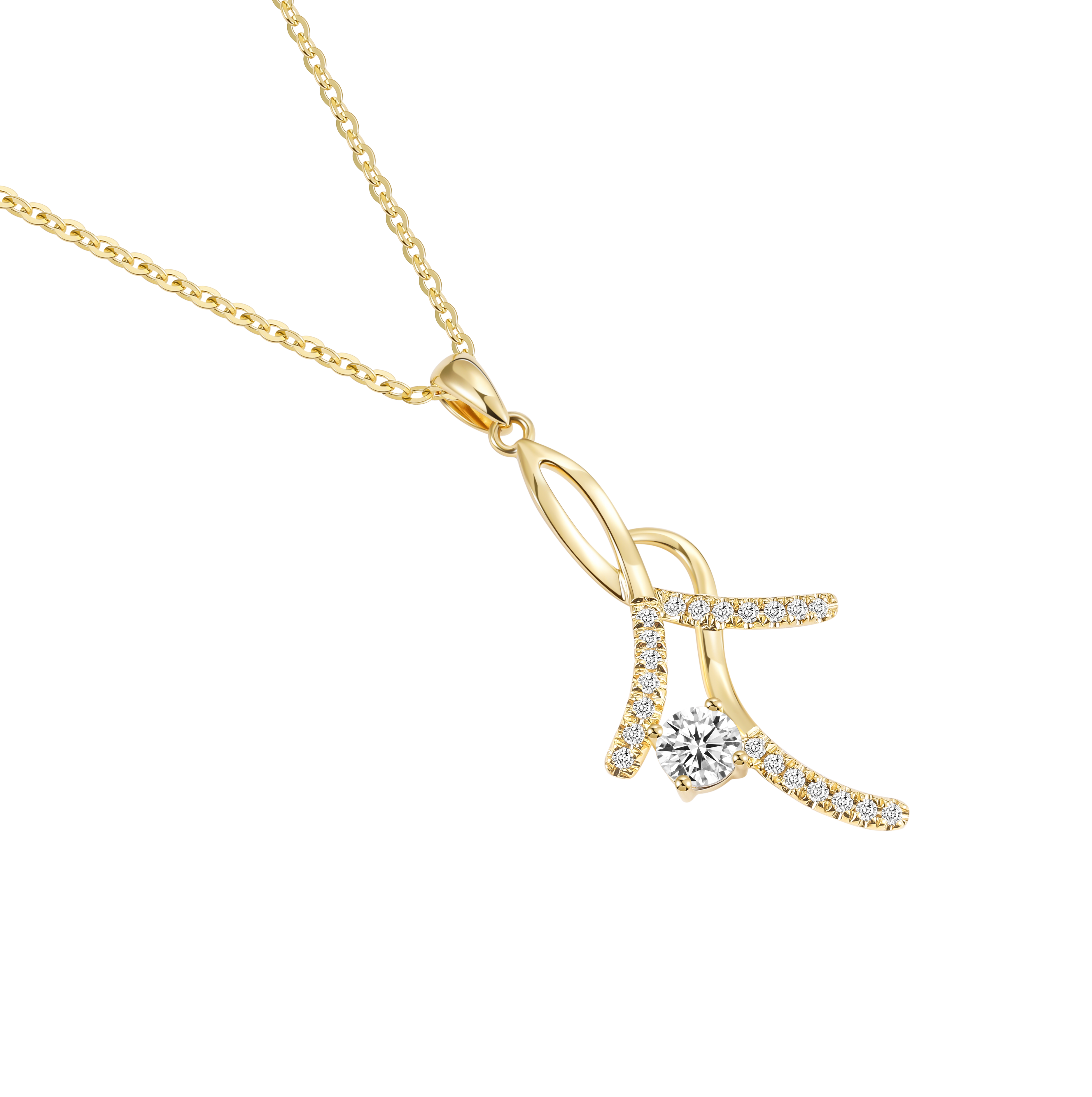 gold necklace for women, 18K gold pendant, moissanite necklace for women