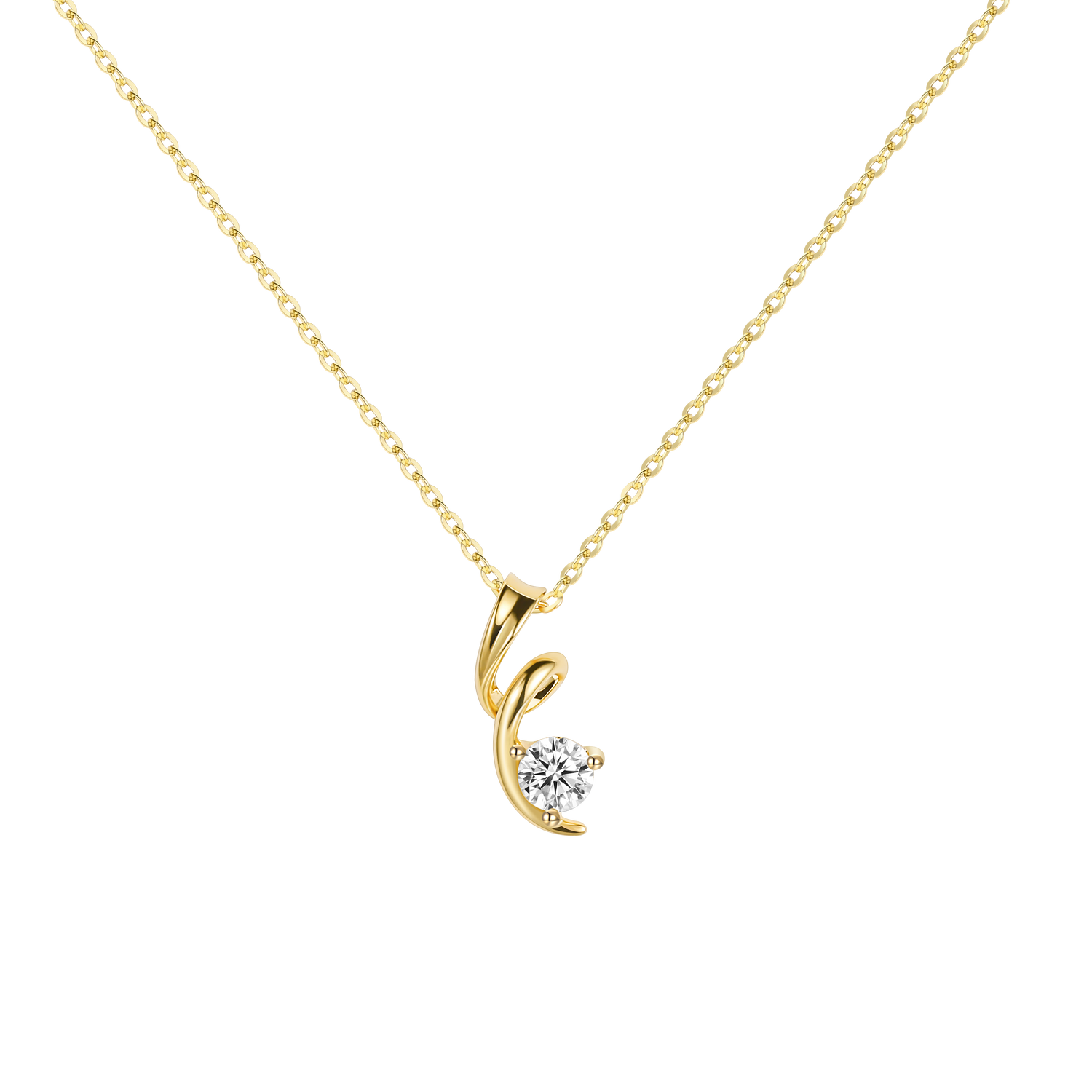 birthstone necklace for women, twist pendant, solid gold birthstone necklace