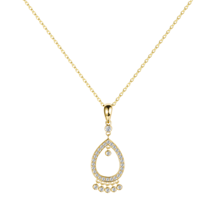 Delicate Moissanite Curved Gold Necklace