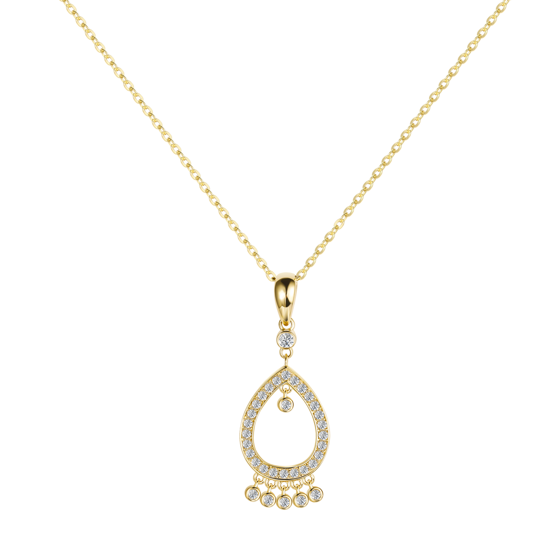 Delicate Moissanite Curved Gold Necklace