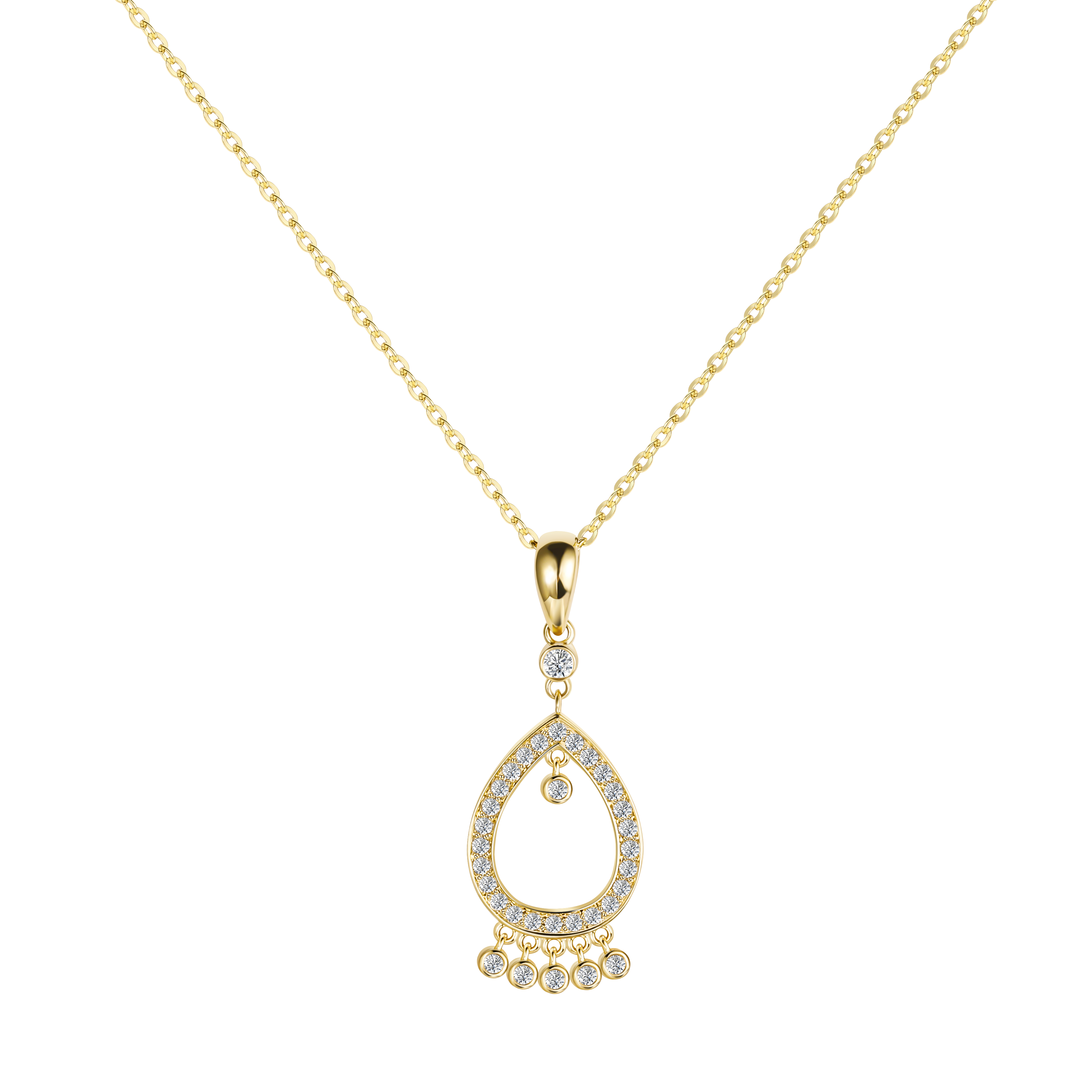 Collier délicat en or courbé moissanite