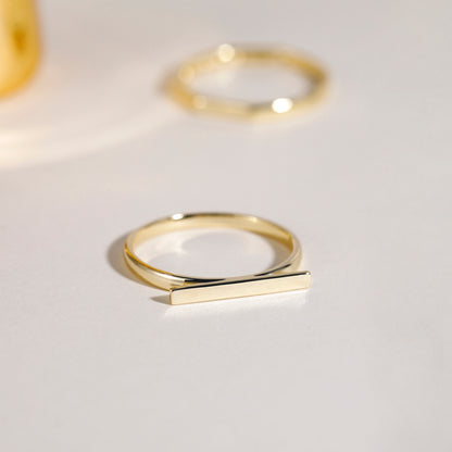 Simple Solid Gold Bar Ring