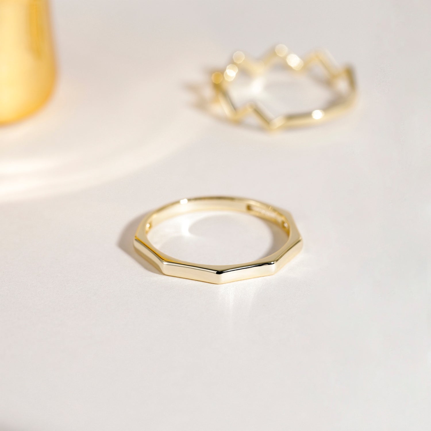 Solid Gold Geometric Simplicity Ring