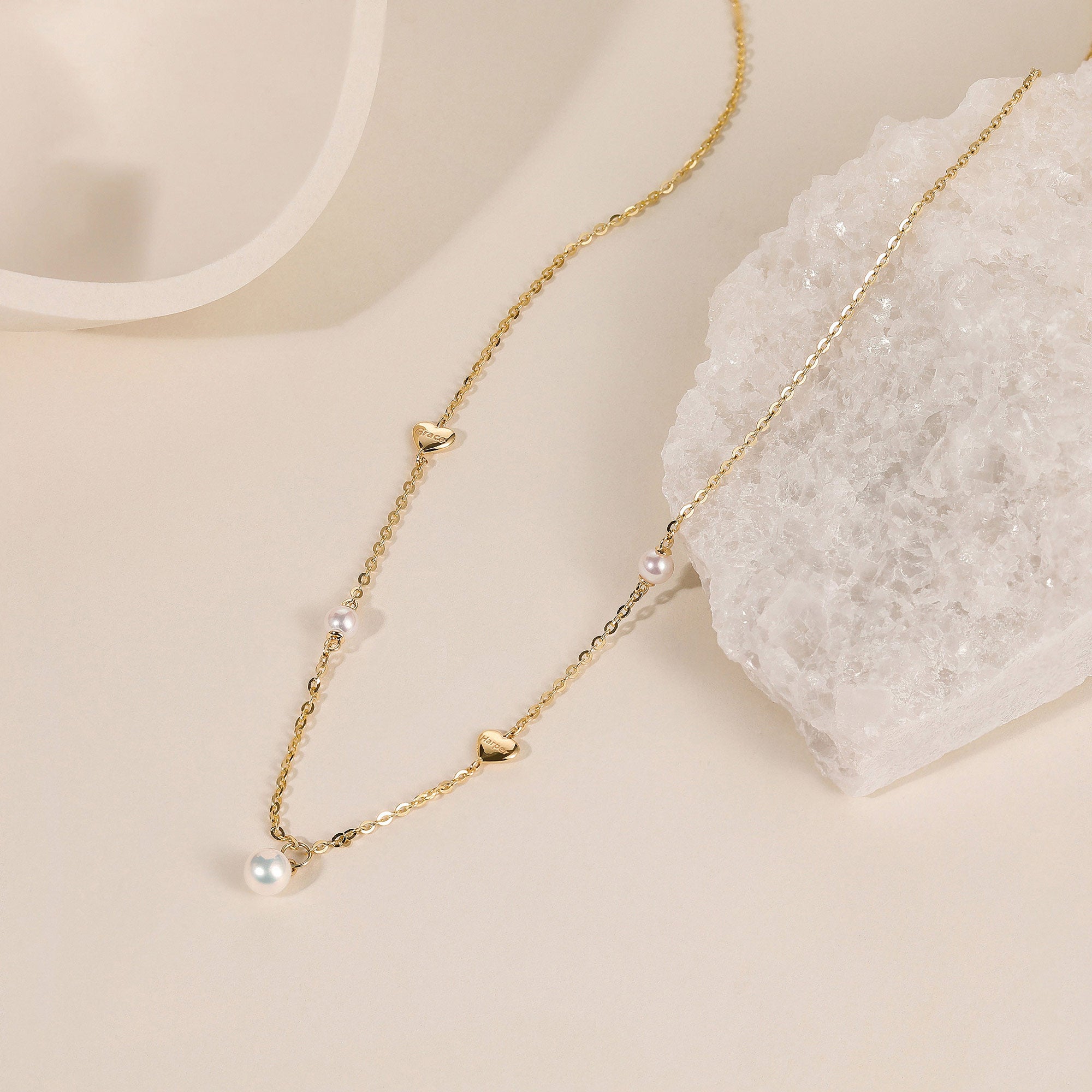 Asymmetrical Pearl Gold Necklace