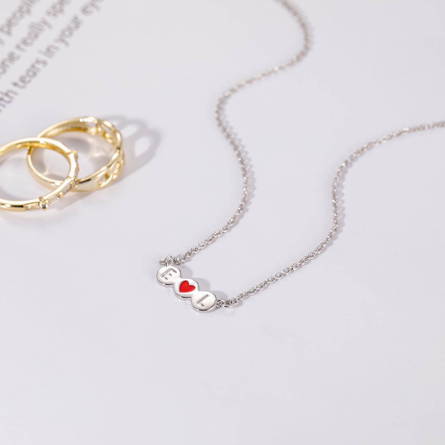 Enamel Heart Initial Necklace