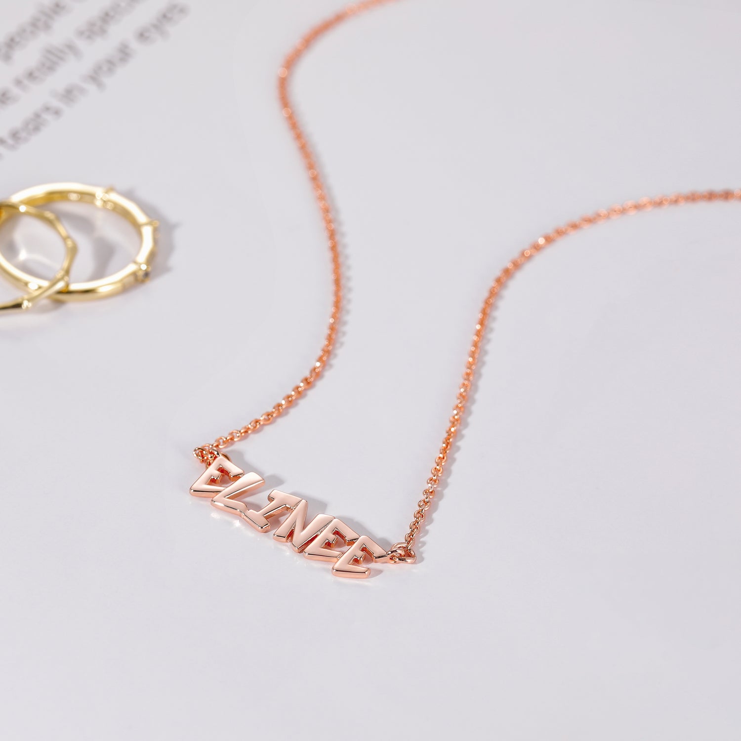 rose gold name necklace, name pendant for women, solid gold necklace