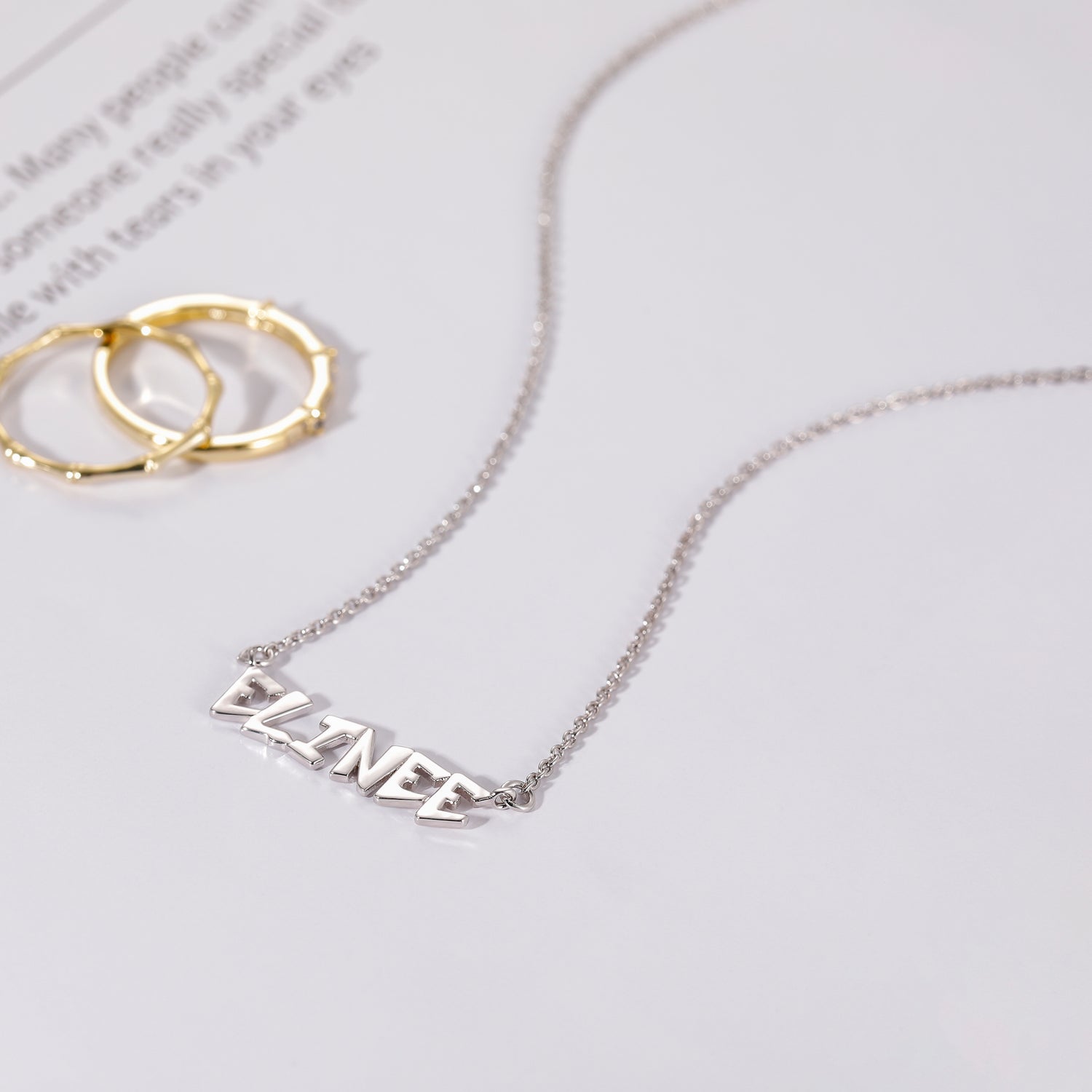white gold necklace, solid gold name necklace, white gold name necklace