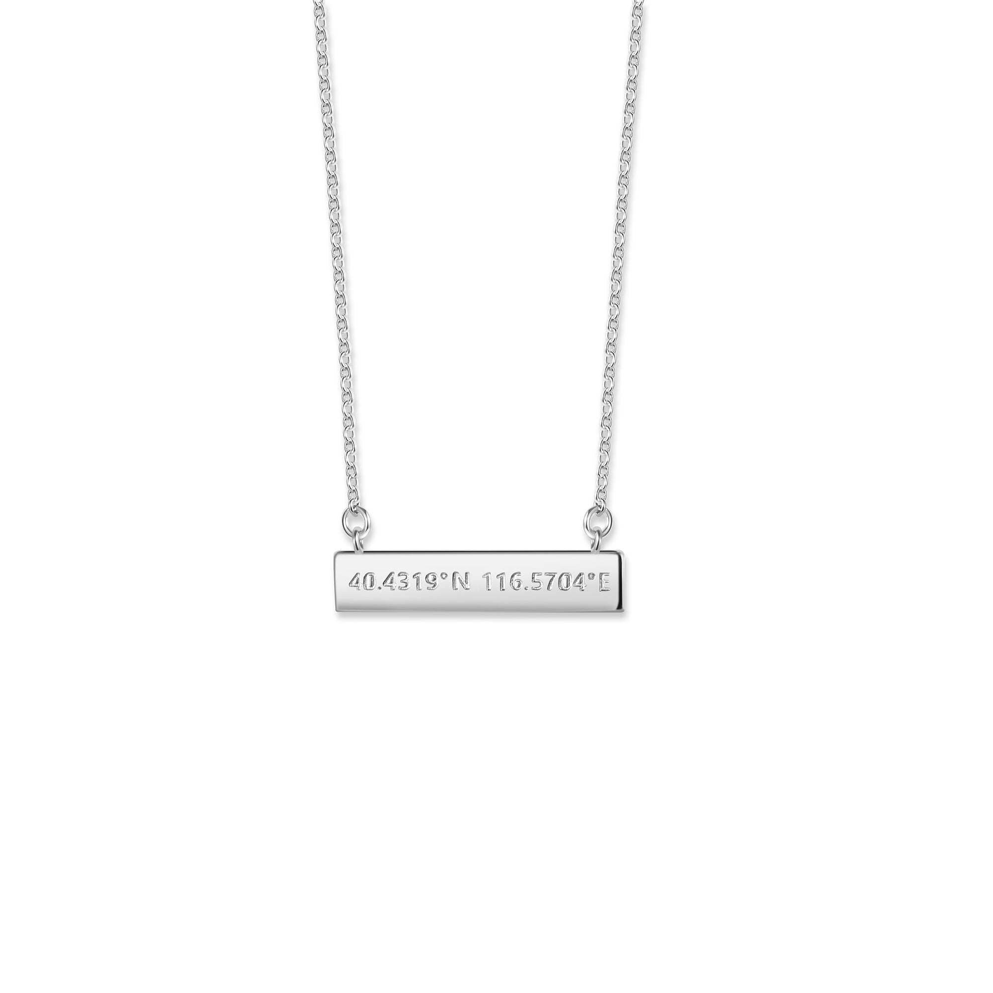 solid gold pendant for women, personalized bar necklace, white gold necklace for women