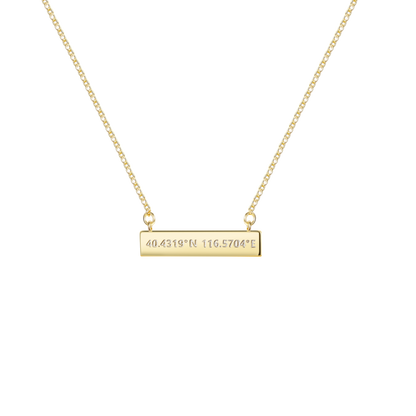 bar necklace for women, personalized necklace, solid gold pendant