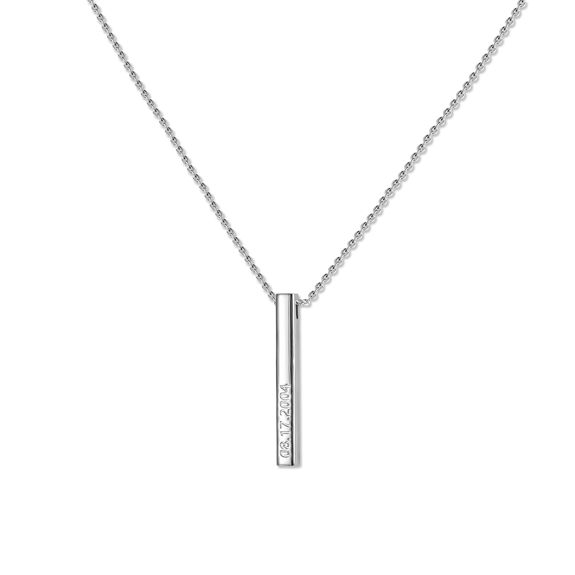 White gold deals pillar bar necklace