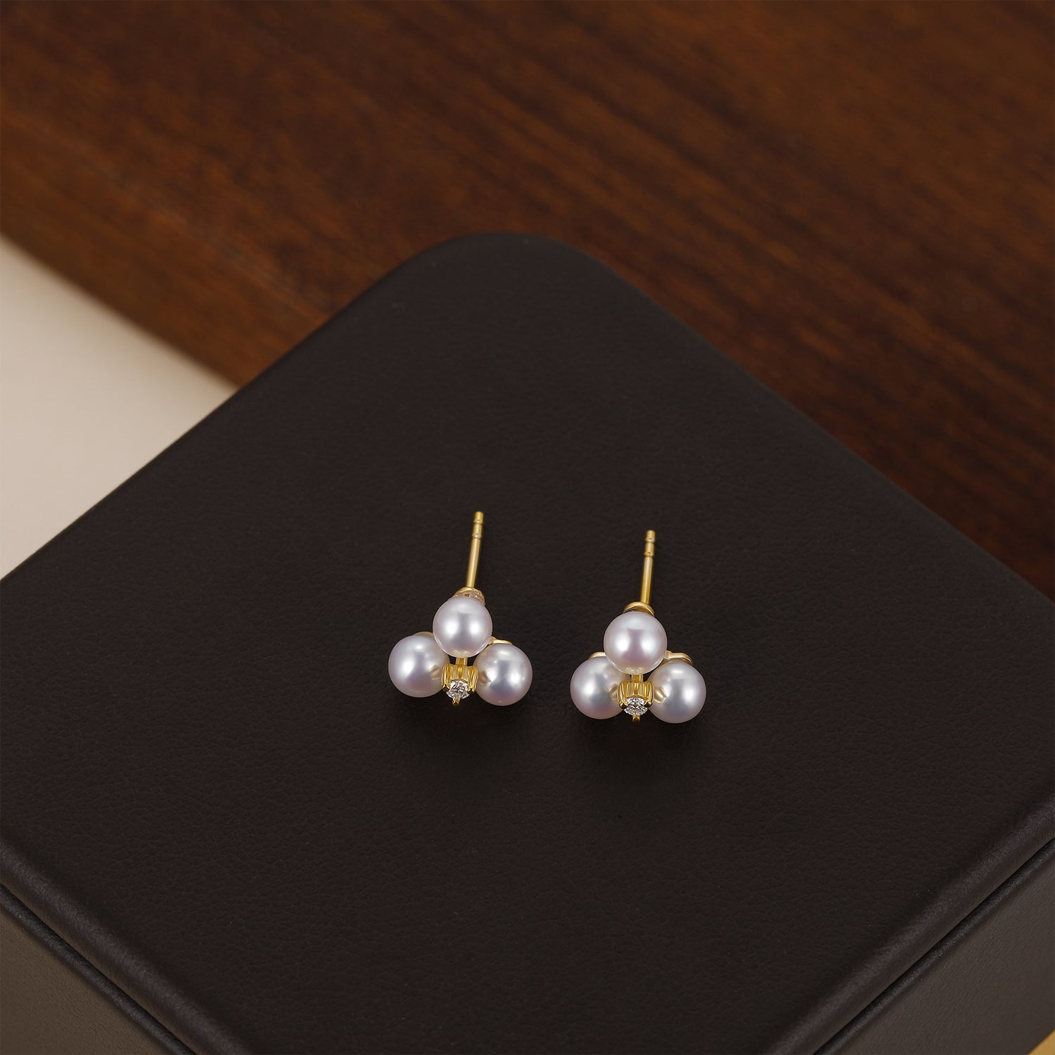 Dainty Freshwater Three Pearls Studs