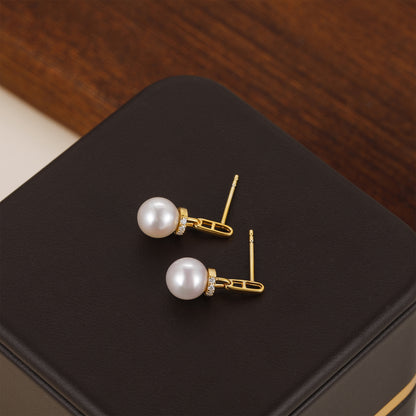 Classic Freshwater Pearl Bar Drop Earrings