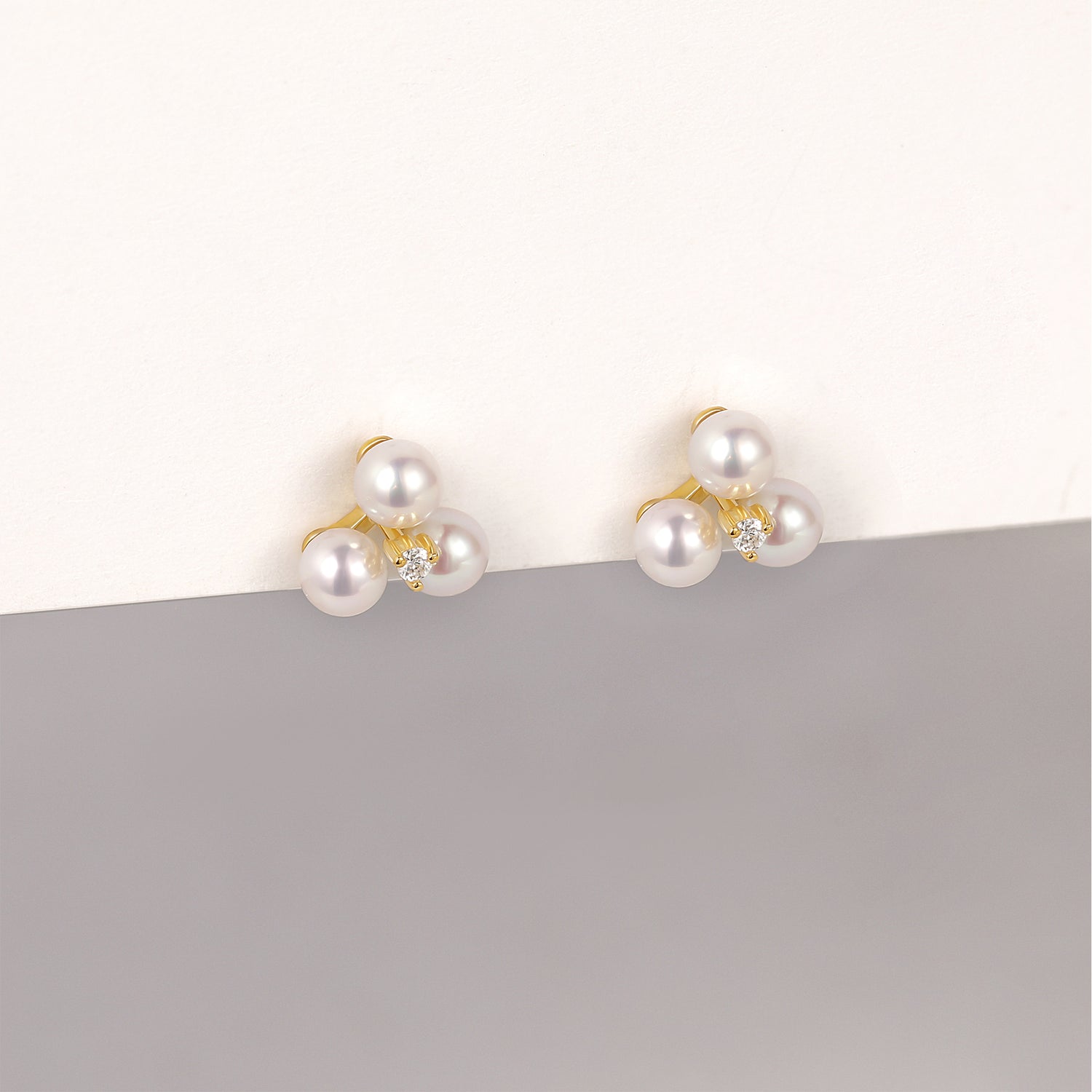 Dainty Freshwater Three Pearls Studs