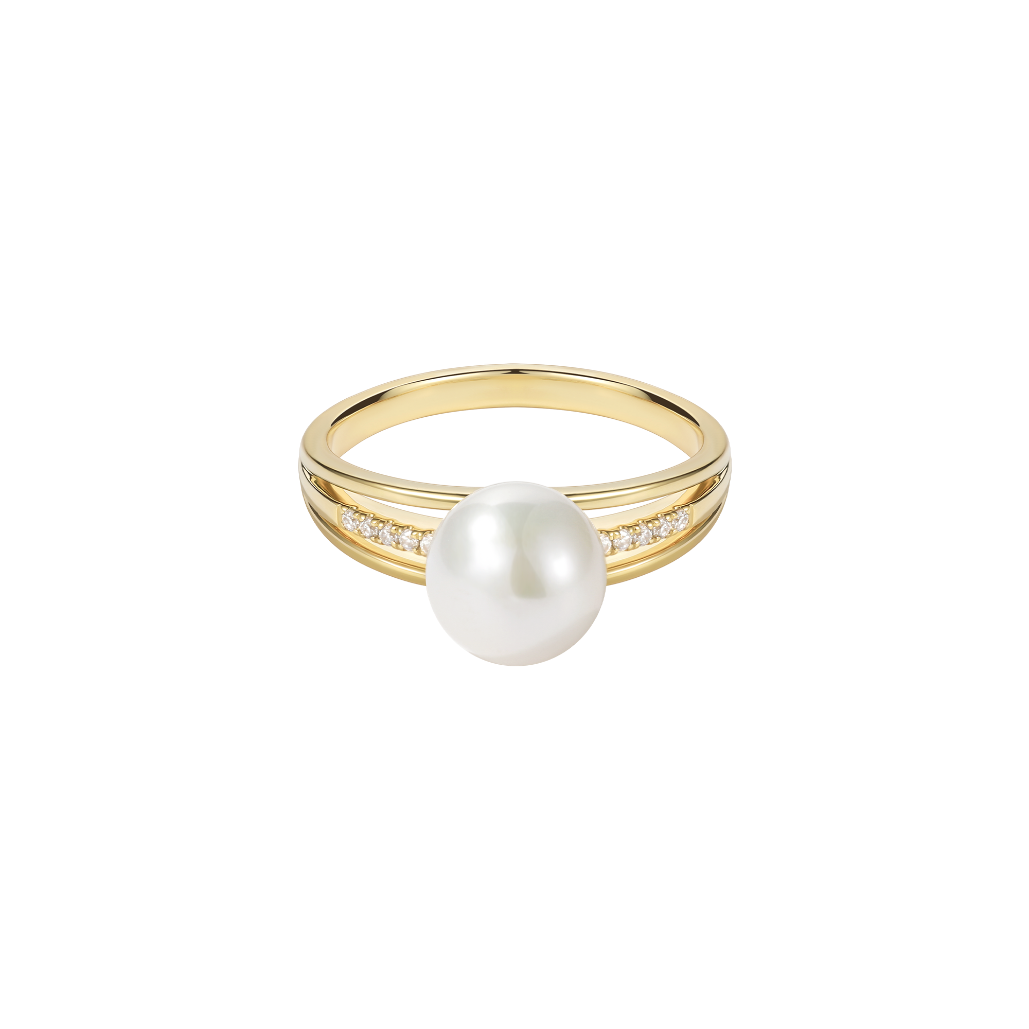 Solitaire Freshwater Pearl Accents Ring