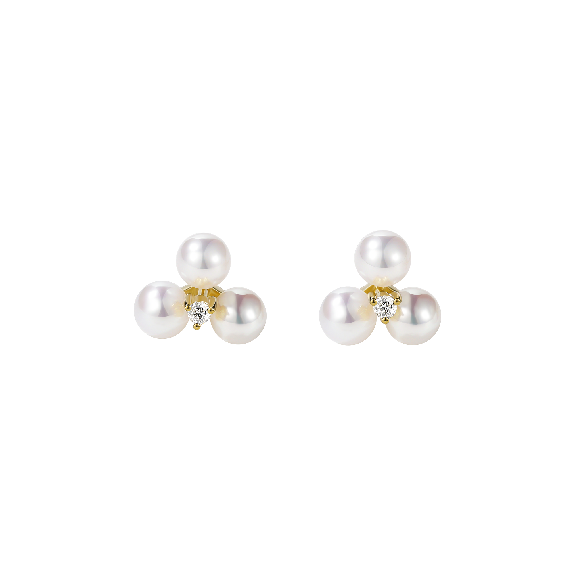 Dainty Freshwater Three Pearls Studs