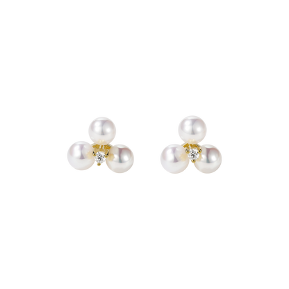 Dainty Freshwater Three Pearls Studs