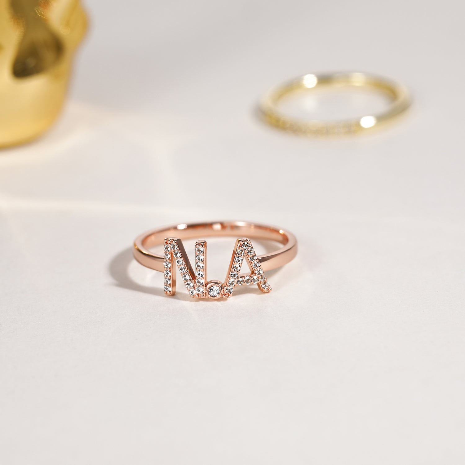 Open Pave Letter Combination Ring