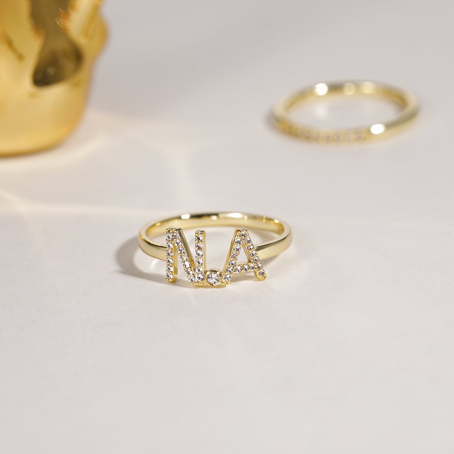 Open Pave Letter Combination Ring