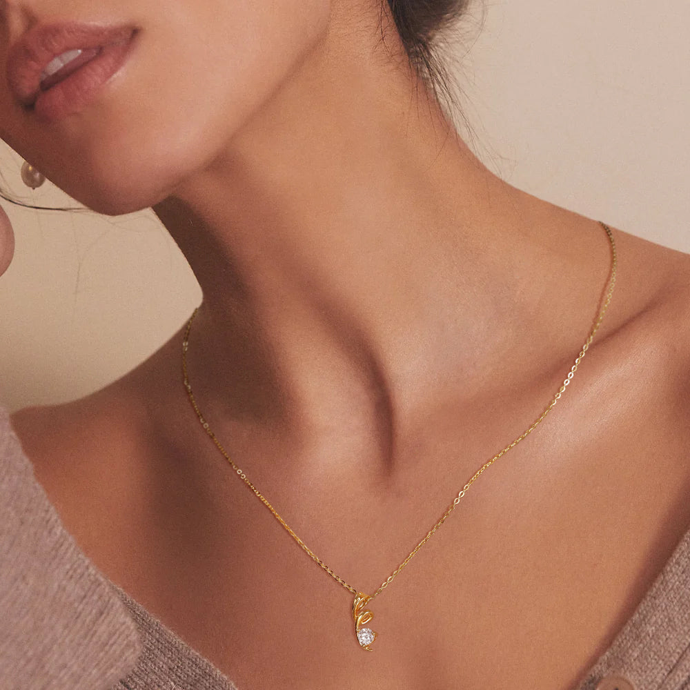 yellow gold pendant, twist pendant for women, designer necklace