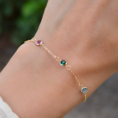 Personalized 3 Birthstone Bracelets