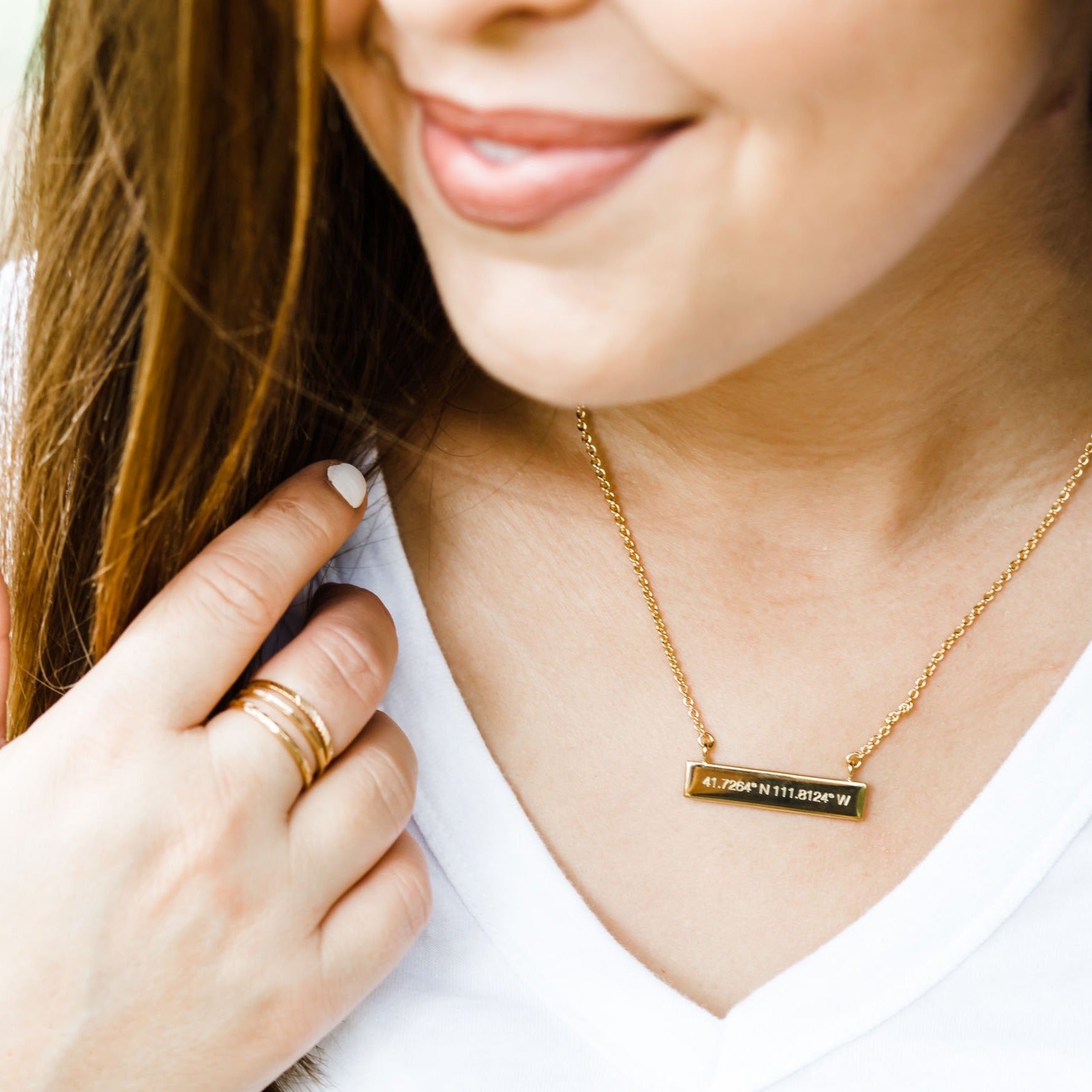 coordinate bar necklace, gold necklace, 14K gold necklace for women