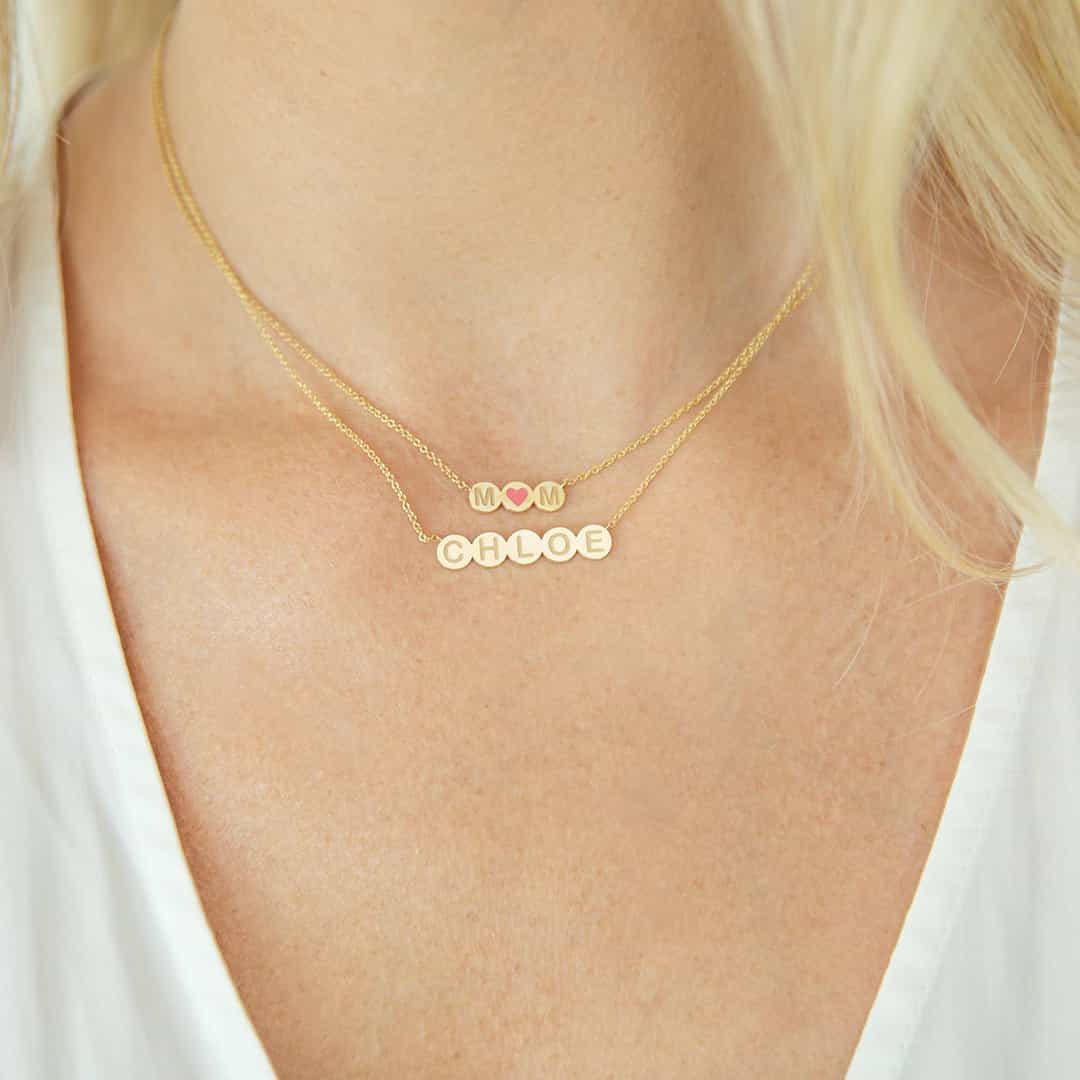 Collier Initiale Coeur En Émail