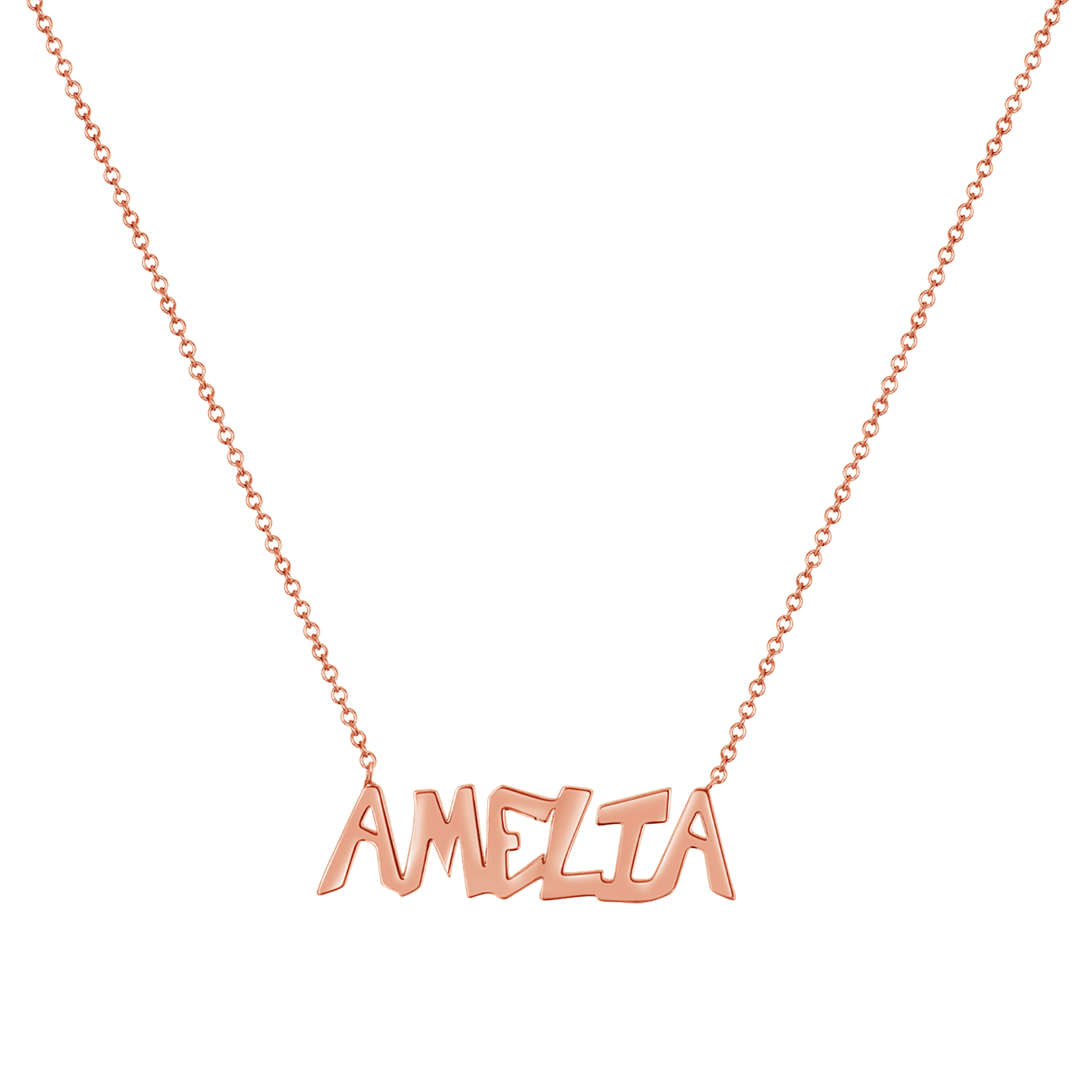 rose gold name pendant necklace, personalized necklace for women, graffti name necklace