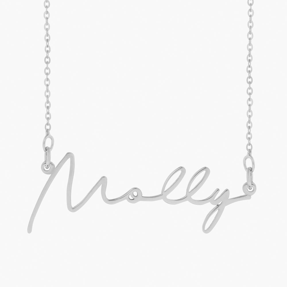 white gold necklace, 14K gold name necklace, name pendant